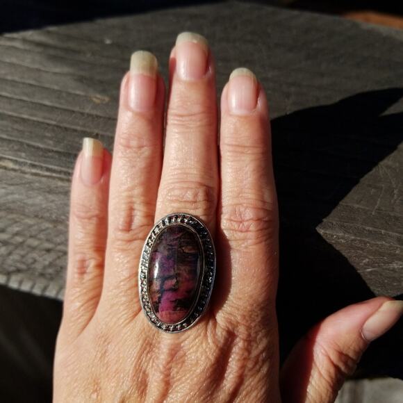 New Purpurite Sterling Silver Ring size 8 - Picture 2 of 5